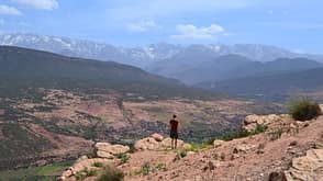 Marokko Nordafrika Wandern Urlaub Wanderung Ausblick auf Toubkal Massiv Hoher Atlas Gebirge