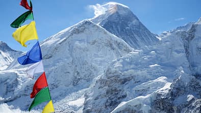 Gipfel des Mount Everest oder Chomolungma - höchster Berg der Welt, Blick von Kala Patthar, Nepal, Himalaya
