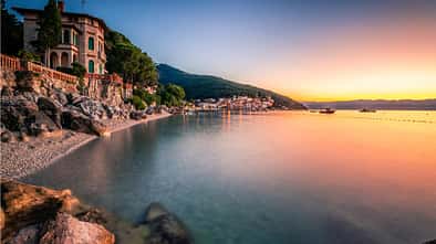 Kroatien Istrien Meer Strand Küste Sonnenaufgang Urlaub