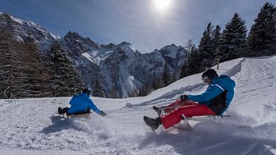 Schlitten fahren Rodeln Winter Schnee Elferbahn Stubai Österreich Schlitten fahren Rodeln Winter Schnee Elferbahn Stubai Österreich
