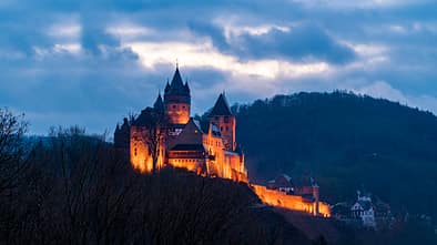 Altena,Castle,“burg,Altena“,Morning,Panorama,In,Sauerland,Germany,Is
