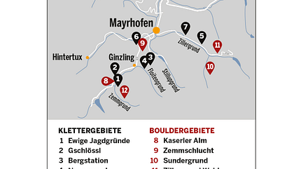 KL Karte Klettergärten und Bouldergebiete Zillertal KL Karte Klettergärten und Bouldergebiete Zillertal