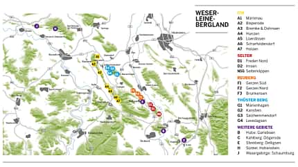 Klettern im Weser-Leine-Bergland: Klettergebiete im Überblick Klettern im Weser-Leine-Bergland: Klettergebiete im Überblick