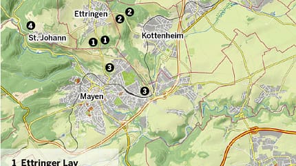 Klettern Ettringen Kottenheim Mayen Klettergebiet Übersichtskarte Klettern Ettringen Kottenheim Mayen Klettergebiet Übersichtskarte