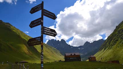 Juta Tal Hütte Georgien Berge Chaukhi Massiv Wandern Großer Kaukasus Juta Tal Hütte Georgien Berge Chaukhi Massiv Wandern Großer Kaukasus