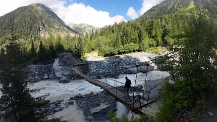 Brücke Chalaati Gletscher Swanetien Mestia Georgien Großer Kaukasus Brücke Chalaati Gletscher Swanetien Mestia Georgien Großer Kaukasus