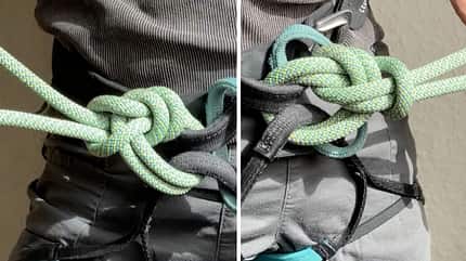 Der doppelte Bulin Kletterknoten kontrollieren Der doppelte Bulin Kletterknoten kontrollieren