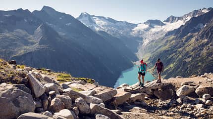 Zillertaler Alpen Österreich Tirol Berge Olperer Brücke Schlegeis Stausee