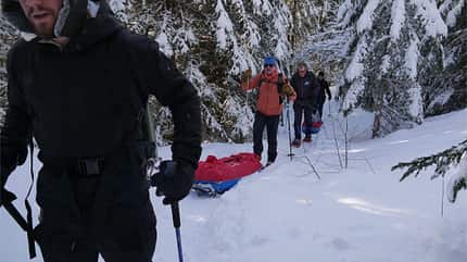 Wintertour mit Pulkaschlitten im Bayerischen Wald und Böhmerwald