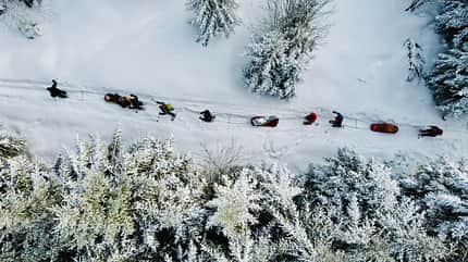 Schneeschuhtour mit Pulka Schlitten, Bayern, Tschechien