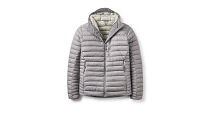 Down, Down, Microlight X Hoody, QDC-12-ZIN, Zinc, Blazer, Clothing, Coat, Fleece, Hood, Hoodie, Jacket, Knitwear, Sweater, Sweatshirt Micolight X