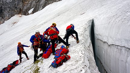 KL Spaltenbergungsübung am Höllentalferner Gletscher
