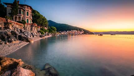 Kroatien Istrien Meer Strand Küste Sonnenaufgang Urlaub
