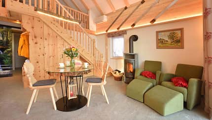 Hideaway, Schwarzwald, Chair, Dining Table, Furniture, House, Housing, Indoors, Interior Design, Living Room, Staircase, Table Schwarzwald Hideaways - Hotel Schwarzwald Resort Rößle