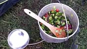 OD 2015 Zelttest Outdoor-Küche kochen Gemüse