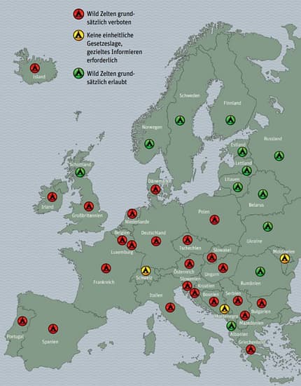 Wildcamping in Europa - Karte Wildcamping in Europa - Karte