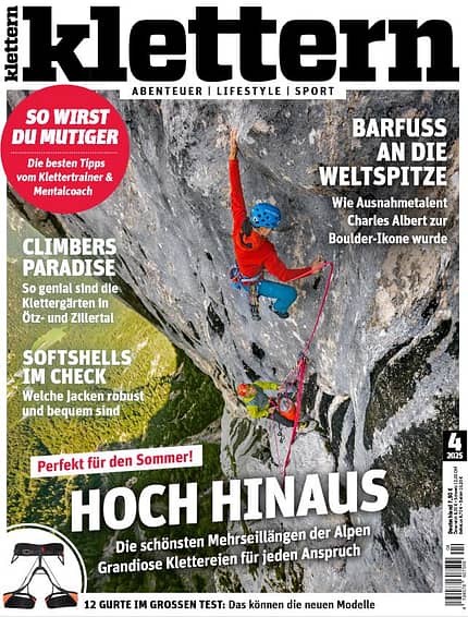 12 Sl, 380 Meter, 17 Zwischenbohrhaken: Ines Papert und Luka Lindic in ihrer Erstbegehung Wolke 7 (IX+/X-), an der Reiteralm
12 Sl, 380 Meter, 17 Zwischenbohrhaken: Ines Papert und Luka Lindic in ihrer Erstbegehung Wolke 7 (IX+/X-), an der Reiteralm